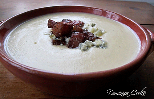 Cream of Cauliflower Soup with Smoky Blue Cheese