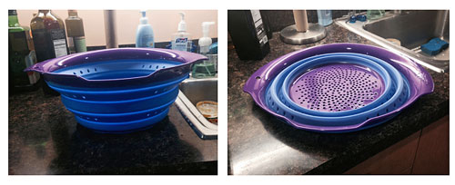 Squish Large Collapsible Colander in Blue and Purple